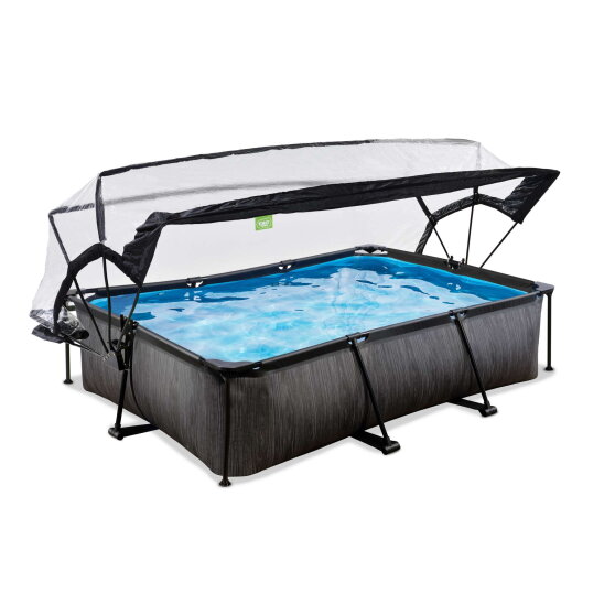 Piscina EXIT Black Wood 300x200x65cm con bomba de depuración y cúpula, color negro