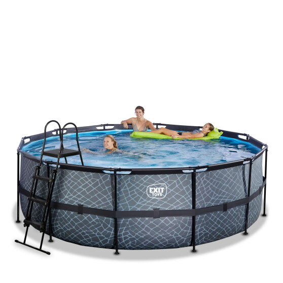 Piscina EXIT Stone ø427x122cm con bomba de filtrado de arena, color gris