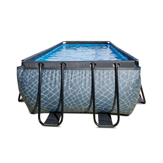 Piscina EXIT Stone 540x250x122cm con bomba de depuración, color gris