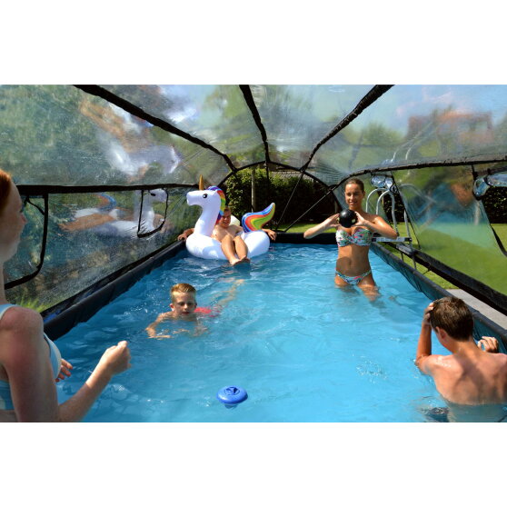 Piscina EXIT Black Leather 540x250x100cm con bomba de filtrado de arena y c&uacute;pula y bomba de calor, color negro