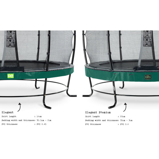 Cama elástica EXIT Elegant Premium conjunto completo ø253cm, color verde