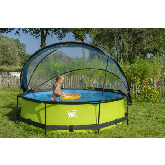 Piscina EXIT Lime &oslash;300x76cm con bomba de depuraci&oacute;n y c&uacute;pula, color verde