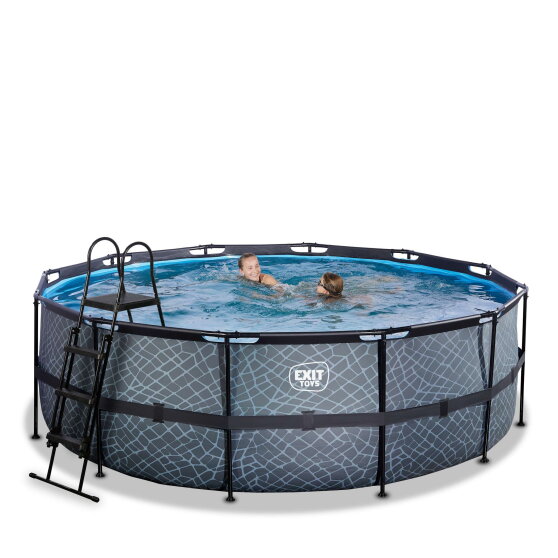 Piscina EXIT Stone ø427x122cm con bomba de filtrado de arena, color gris