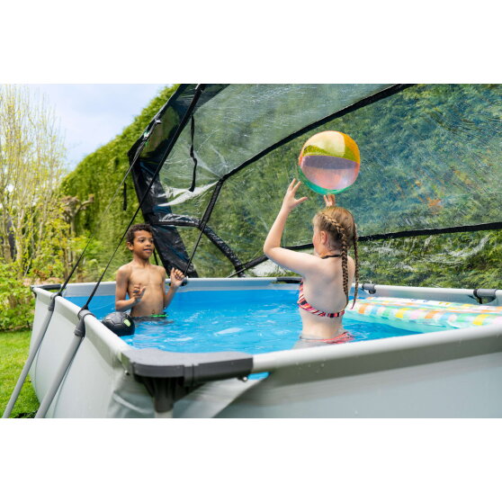 Piscina EXIT Soft Grey 300x200x65cm con bomba de depuraci&oacute;n y c&uacute;pula, color gris