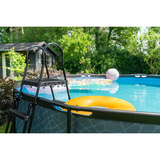Piscina EXIT Stone &oslash;488x122cm con bomba de depuraci&oacute;n, color gris