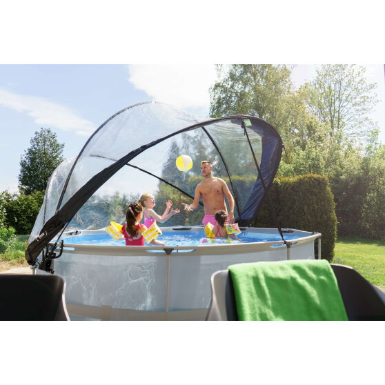 Piscina EXIT Soft Grey &oslash;360x76cm con bomba de depuraci&oacute;n y c&uacute;pula, color gris
