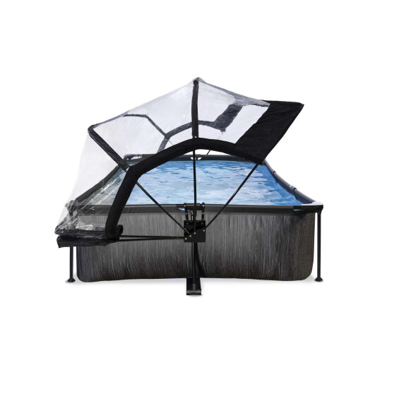 Piscina EXIT Black Wood 300x200x65cm con bomba de depuraci&oacute;n y c&uacute;pula, color negro