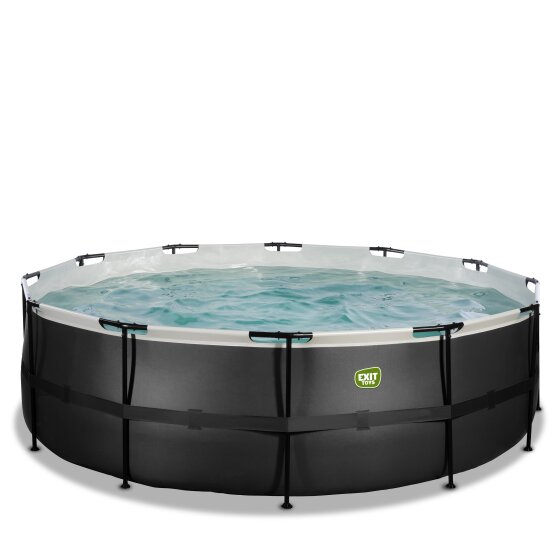 EXIT Black Leather pool ø450x122cm with filter pump - black