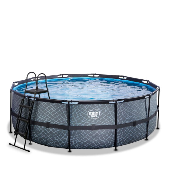 Piscina EXIT Stone &oslash;427x122cm con bomba de filtrado de arena, color gris