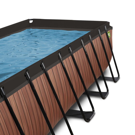 Piscina EXIT Wood 540x250x122cm con bomba de filtrado de arena y cúpula, color marrón