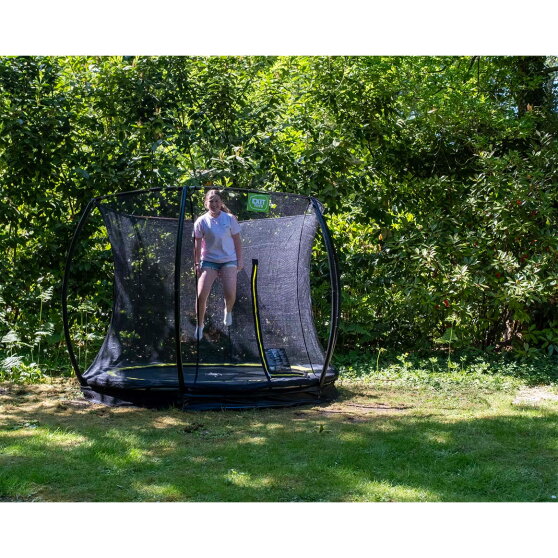 Cama elástica enterrada EXIT Silhouette ø244cm con red de seguridad, color rosa