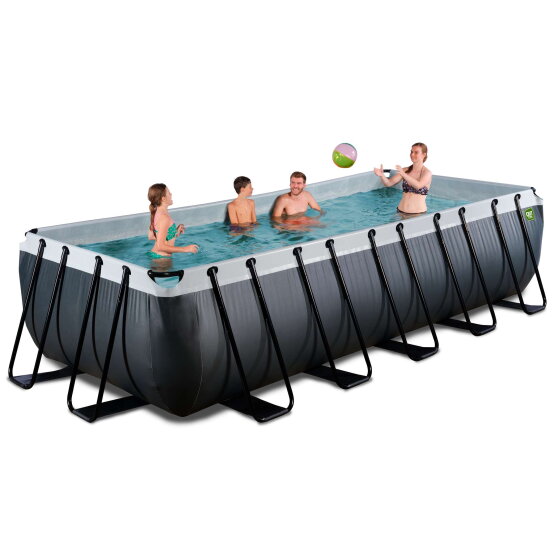 Piscina EXIT Black Leather 540x250x122cm con bomba de filtrado de arena, color negro
