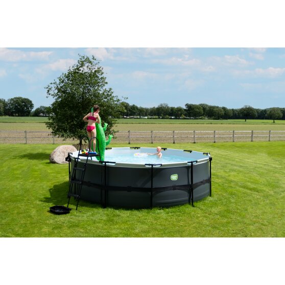 EXIT Black Leather pool ø450x122cm with filter pump - black
