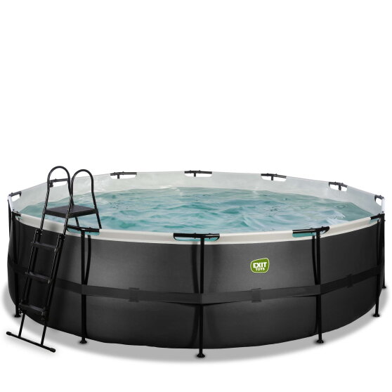 Piscina EXIT Black Leather &oslash;488x122cm con bomba de depuraci&oacute;n, color negro