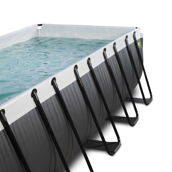 Piscina EXIT Black Leather 540x250x100cm con bomba de filtrado de arena y cúpula y bomba de calor, color negro