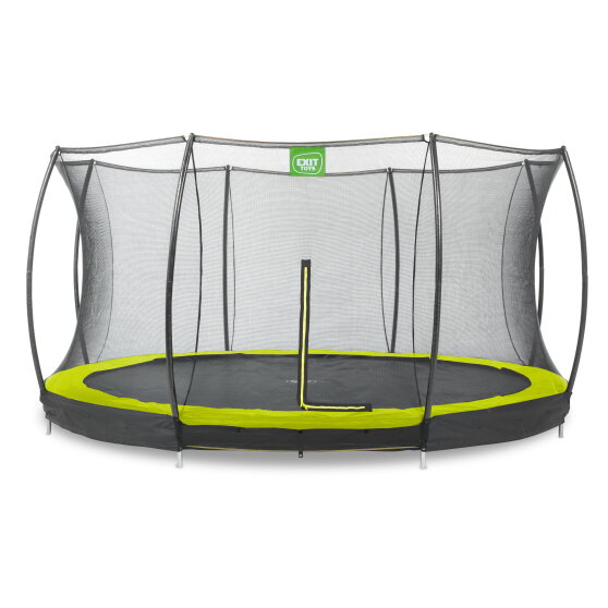 Cama elástica enterrada EXIT Silhouette ø427cm con red de seguridad, color verde
