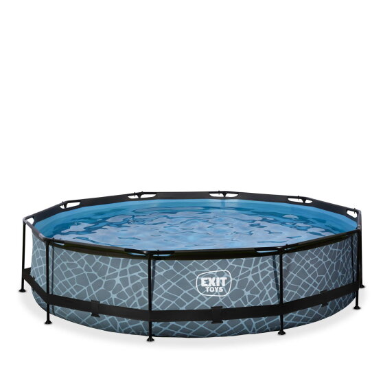 Piscina EXIT Stone ø360x76cm con bomba de depuración, color gris