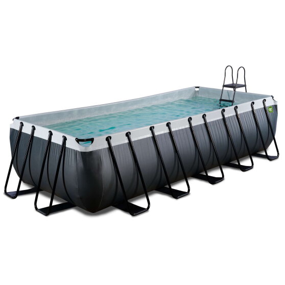 Piscina EXIT Black Leather 540x250x122cm con bomba de filtrado de arena, color negro