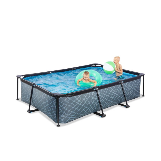 Piscina EXIT Stone 300x200x65cm con bomba de depuración, color gris