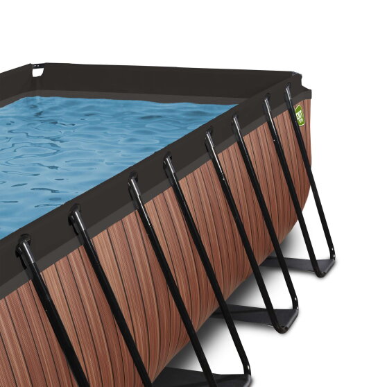 Piscina EXIT Wood 540x250x100cm con bomba de filtrado de arena y cúpula, color marrón