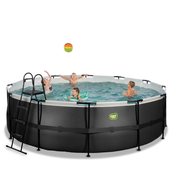 EXIT Black Leather pool ø450x122cm with filter pump - black