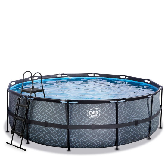 Piscina EXIT Stone &oslash;450x122cm con bomba de filtrado de arena, color gris