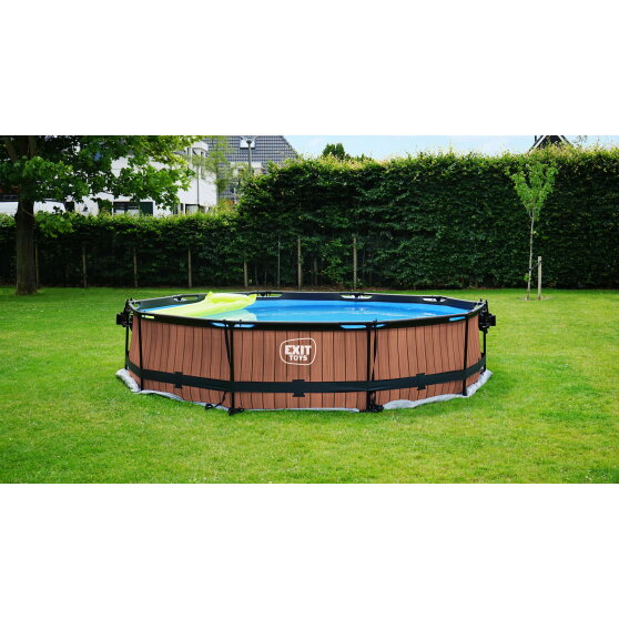 Piscina EXIT Black Wood &oslash;360x76cm con bomba de depuraci&oacute;n, color negro