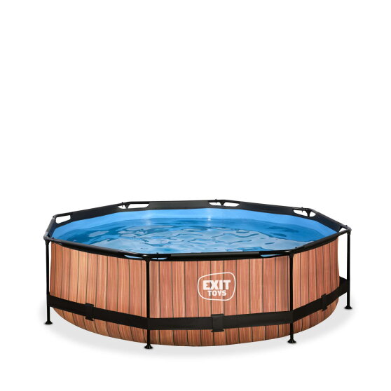 Piscina EXIT Wood &oslash;300x76cm con bomba de depuraci&oacute;n, color marr&oacute;n
