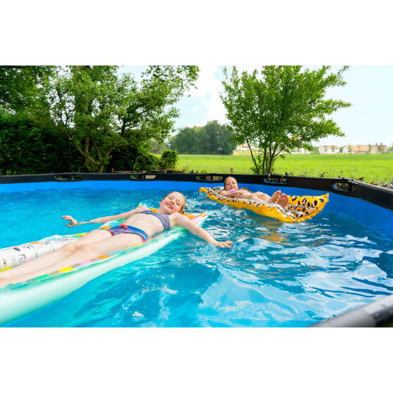 Piscina EXIT Wood ø488x122cm con bomba de depuración, color marrón