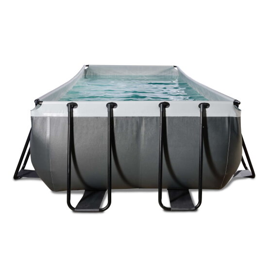 Piscina EXIT Black Leather 400x200x122cm con bomba de filtrado de arena, color negro