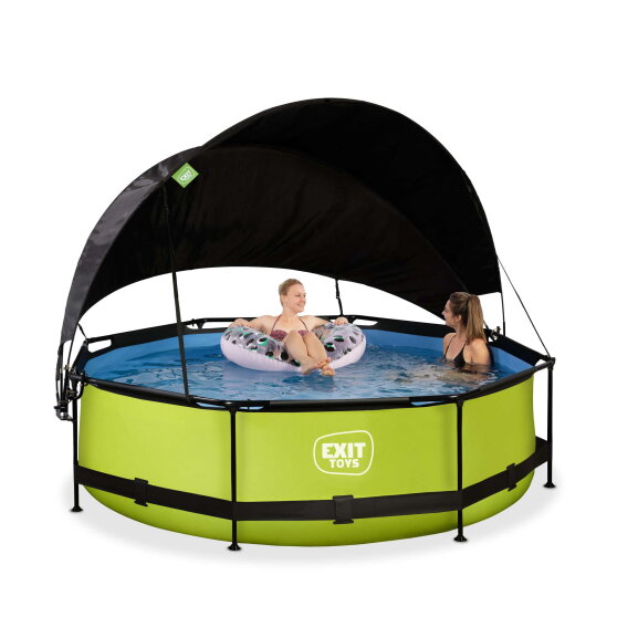 Piscina EXIT Lime ø300x76cm con bomba de depuración y toldo, color verde