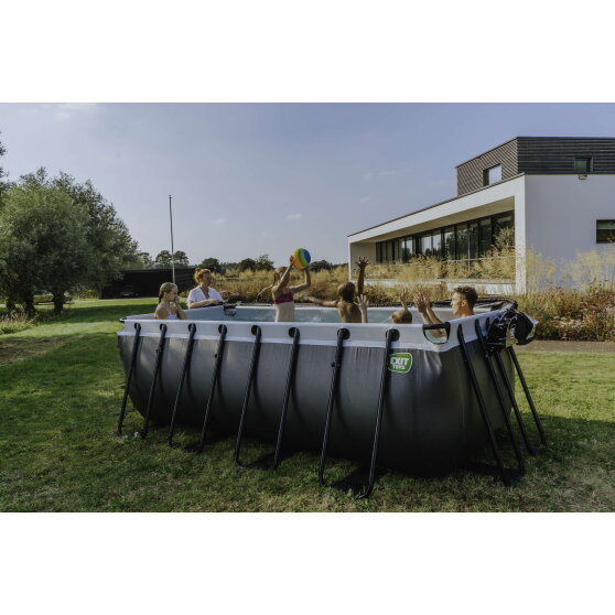 Piscina EXIT Black Leather 400x200x122cm con bomba de filtrado de arena, color negro