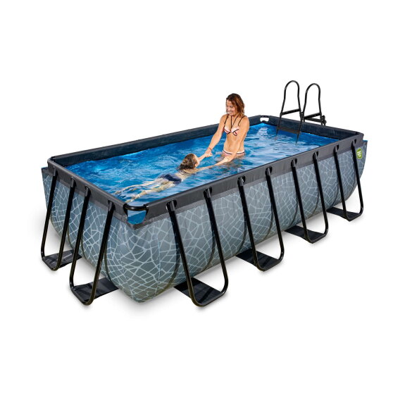Piscina EXIT Stone 400x200x100cm con bomba de depuración, color gris