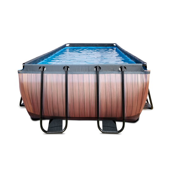 EXIT Wood pool 540x250x122cm with sand filter pump - brown