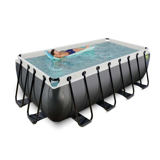 Piscina EXIT Black Leather 400x200x122cm con bomba de filtrado de arena, color negro