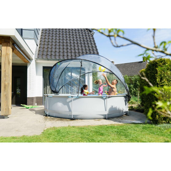 Piscina EXIT Soft Grey &oslash;360x76cm con bomba de depuraci&oacute;n y c&uacute;pula, color gris