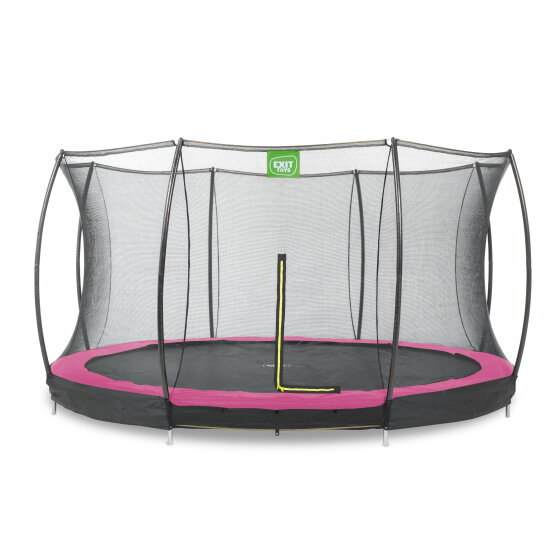 Cama elástica enterrada EXIT Silhouette ø366cm con red de seguridad, color rosa