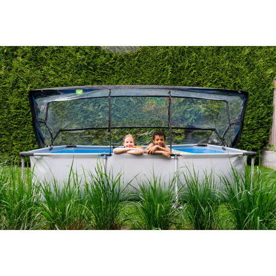 Piscina EXIT Soft Grey 300x200x65cm con bomba de depuración y cúpula, color gris