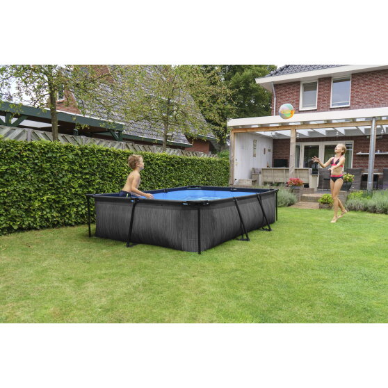 Piscina EXIT Black Wood 300x200x65cm con bomba de depuraci&oacute;n, color negro
