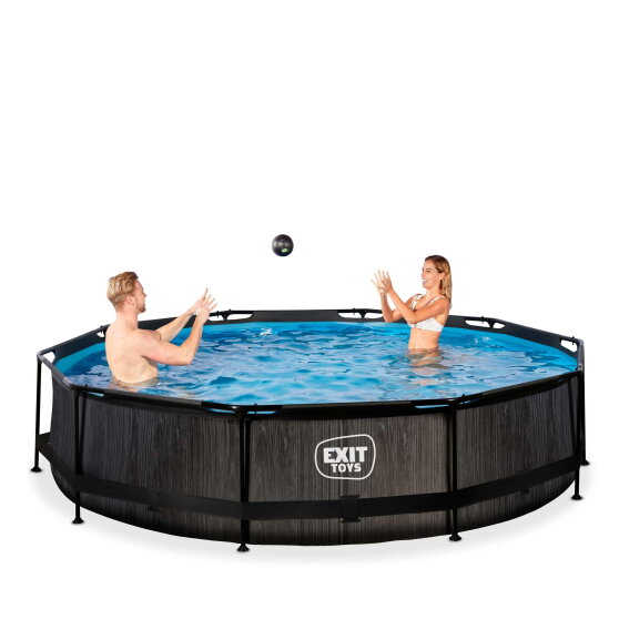Piscina EXIT Black Wood &oslash;360x76cm con bomba de depuraci&oacute;n, color negro