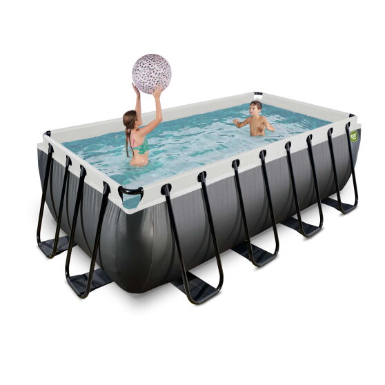 Piscina EXIT Black Leather 400x200x122cm con bomba de filtrado de arena, color negro