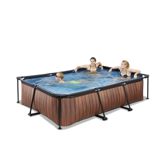 Piscina EXIT Wood 300x200x65cm con bomba de depuración, color marrón