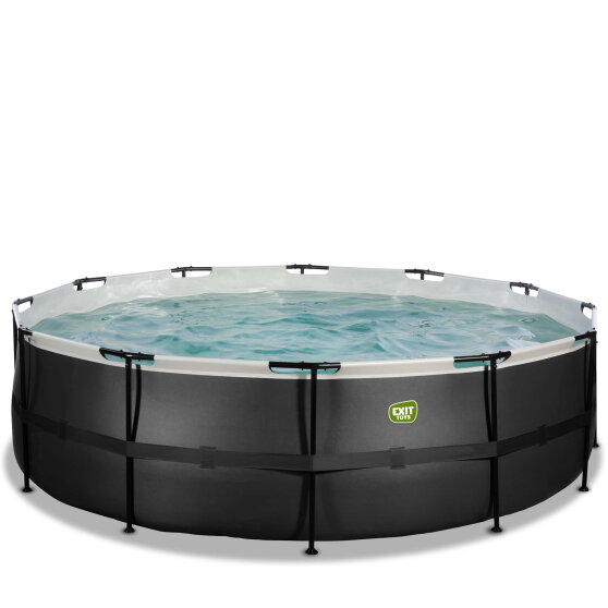 Piscina EXIT Black Leather &oslash;488x122cm con bomba de filtrado de arena, color negro