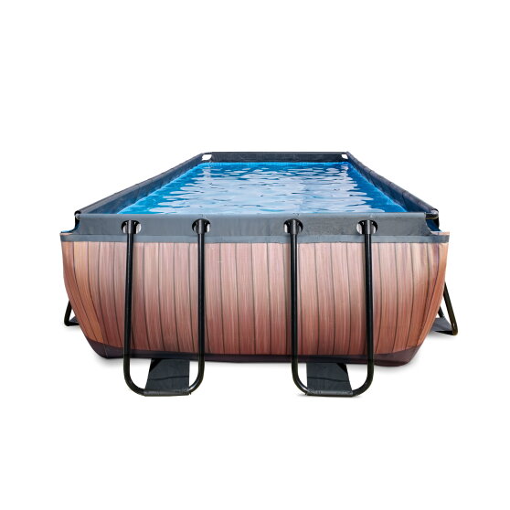 EXIT Wood pool 540x250x100cm with filter pump - brown