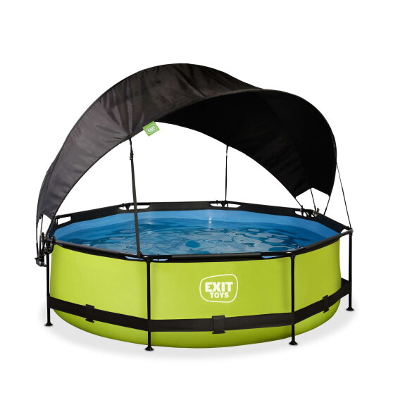 Piscina EXIT Lime ø300x76cm con bomba de depuración y toldo, color verde
