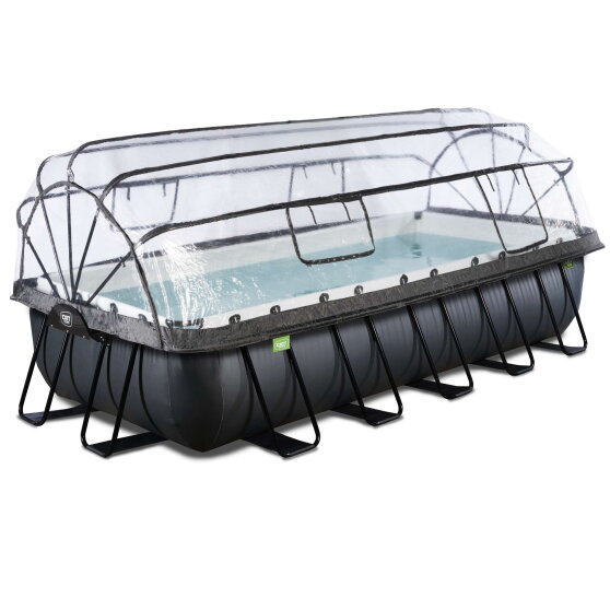 Piscina EXIT Black Leather 540x250x100cm con bomba de filtrado de arena y cúpula, color negro