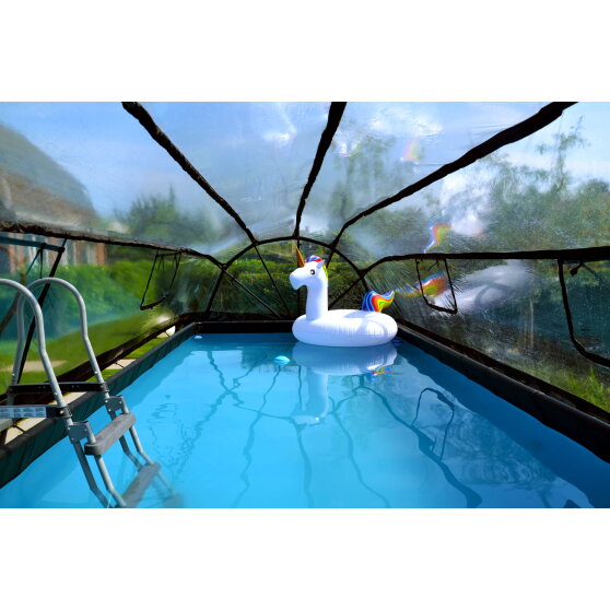 Piscina EXIT Wood 540x250x100cm con bomba de filtrado de arena y cúpula, color marrón