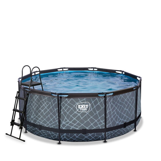 Piscina EXIT Stone &oslash;360x122cm con bomba de filtrado de arena, color gris