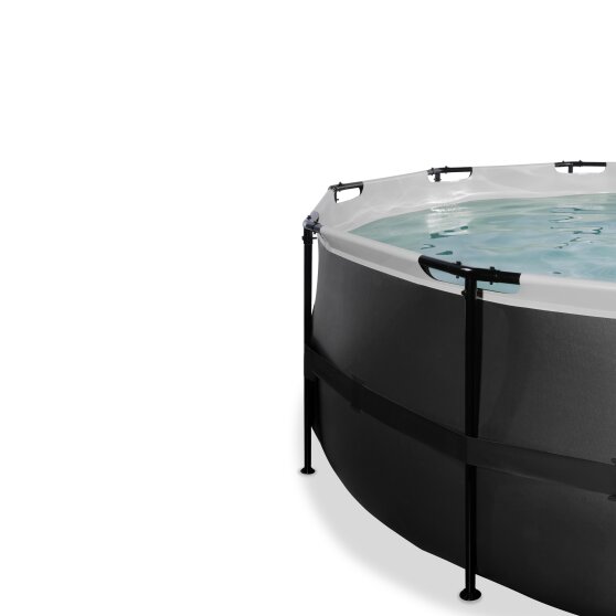 EXIT Black Leather pool ø427x122cm with sand filter pump and dome - black