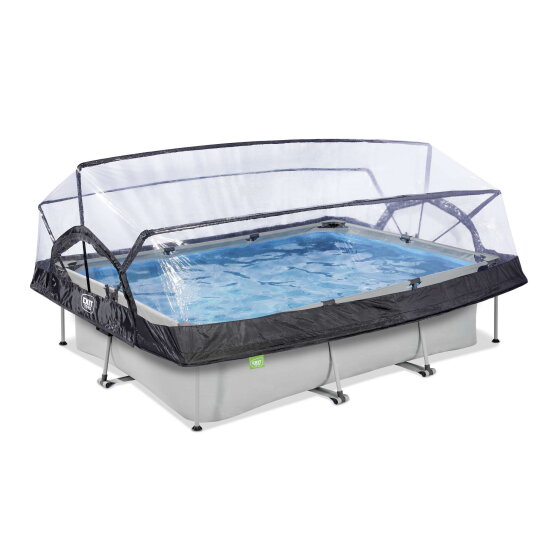 Piscina EXIT Soft Grey 300x200x65cm con bomba de depuración y cúpula, color gris